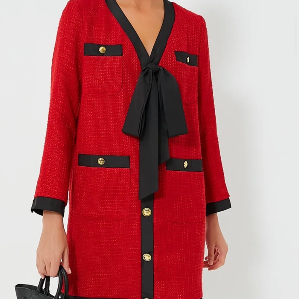 Tuckernuck Red Coco Tweed Bow Dress